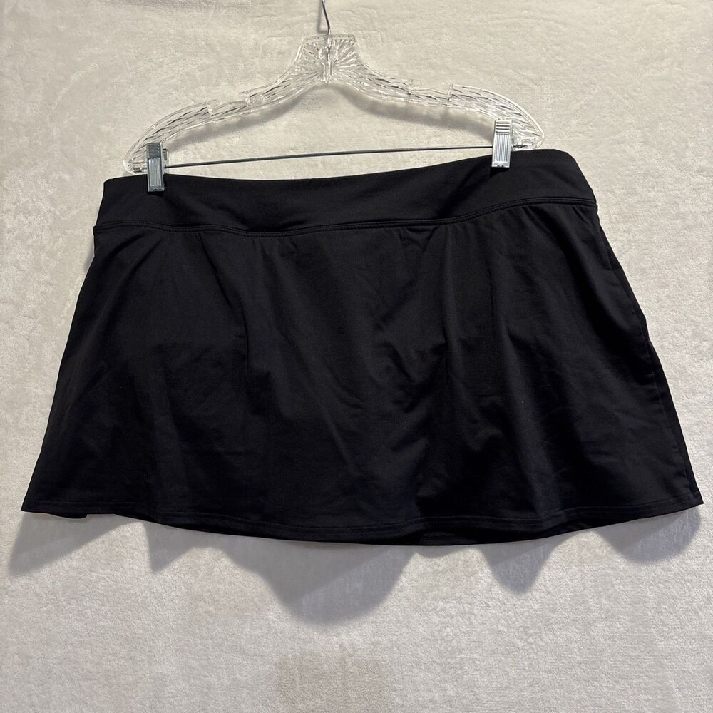 Lands End Swim Skirt Size 18W Plus Black Elastic Waist Brief Liner Tummy Control